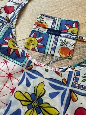 BAGGU Standard Baggu Tote + Carrying Pouch in Sunshine Tile Colorway
